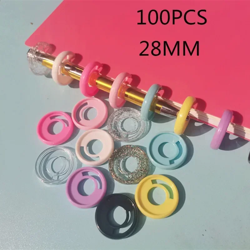 100PCS 28MM Plastic Binding Rings Pen Insertable Binding Buckle Mushroom Hole Notebook Accessories Storage CD