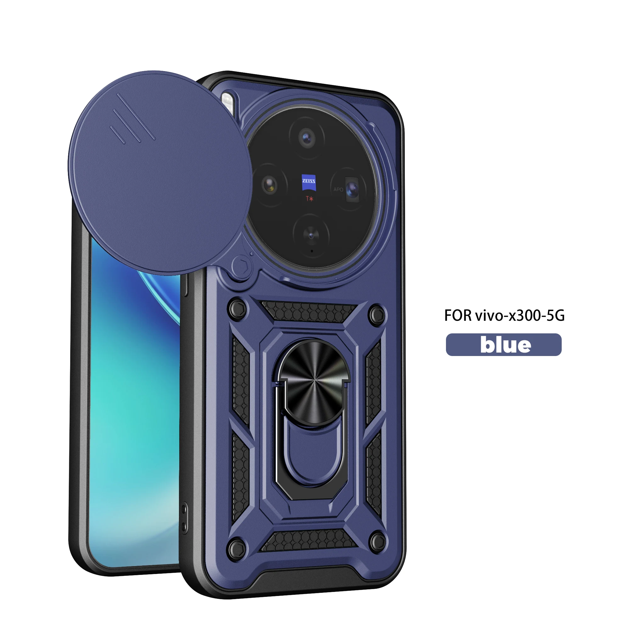 Magnetic Ring Holder Armor Phone Case with Slide Camera Protector