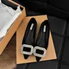 Pointed Flat Shoes for Women's Spring Summer New Shallow Cut  Suede Soft Sole Black Women's Shoes Ladies Large Size 44 4