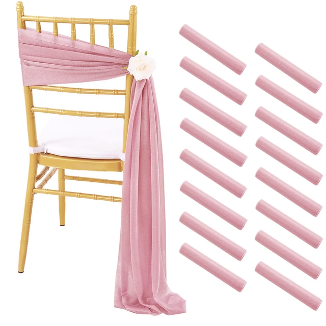 16 pièces 17x250cm ceintures de chaise en mousseline de soie rose 8 ensemble ceinture housses de chaise de mariage ruban vert sauge décor de chaise d'allée de fête de mariage 1