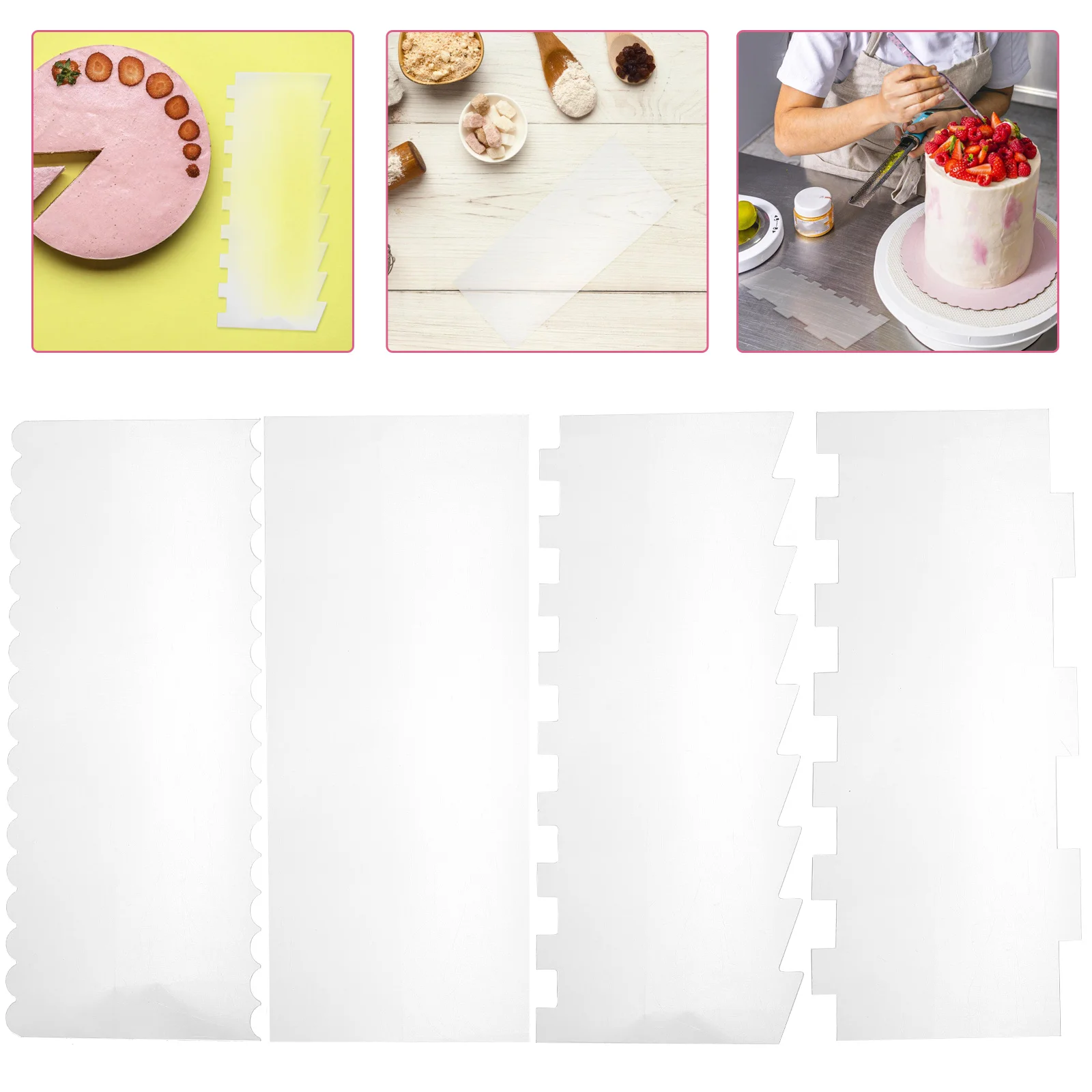 

4pcs Cake Making Scraper Mousse Butter Cream Cake Decoration Smoother Scraper