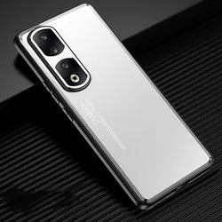 Matte Metal & Silicone Shockproof Bumper Case - Durable Hard Cover for Honor 90Pro (Silver)