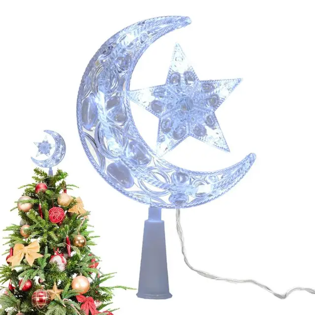 Illuminate Your Holidays with the Christmas Tree Top Moon Star LED Light Lamp