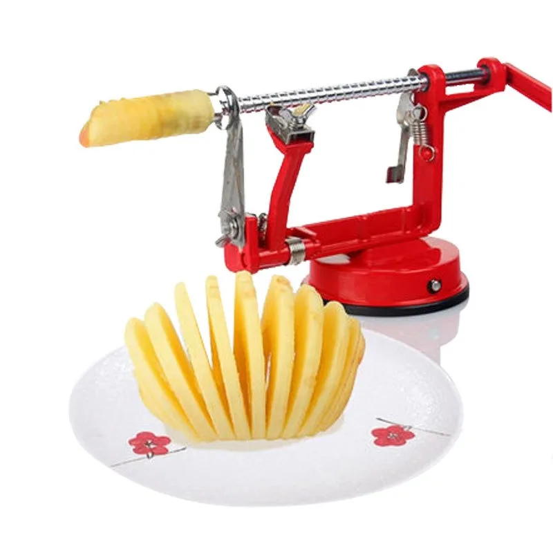 Manual Spiral French Fry Cutter Cooking Tools Vegetable Spiralizer Twisted Potato Apple Slicer Stainless Steel Kitchen Gadgets