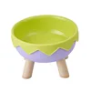 Pet bowl anti knock plastic feeding bowl drinking water protection cervical spinedrinking waterbowl high footstainless steelbowl 6