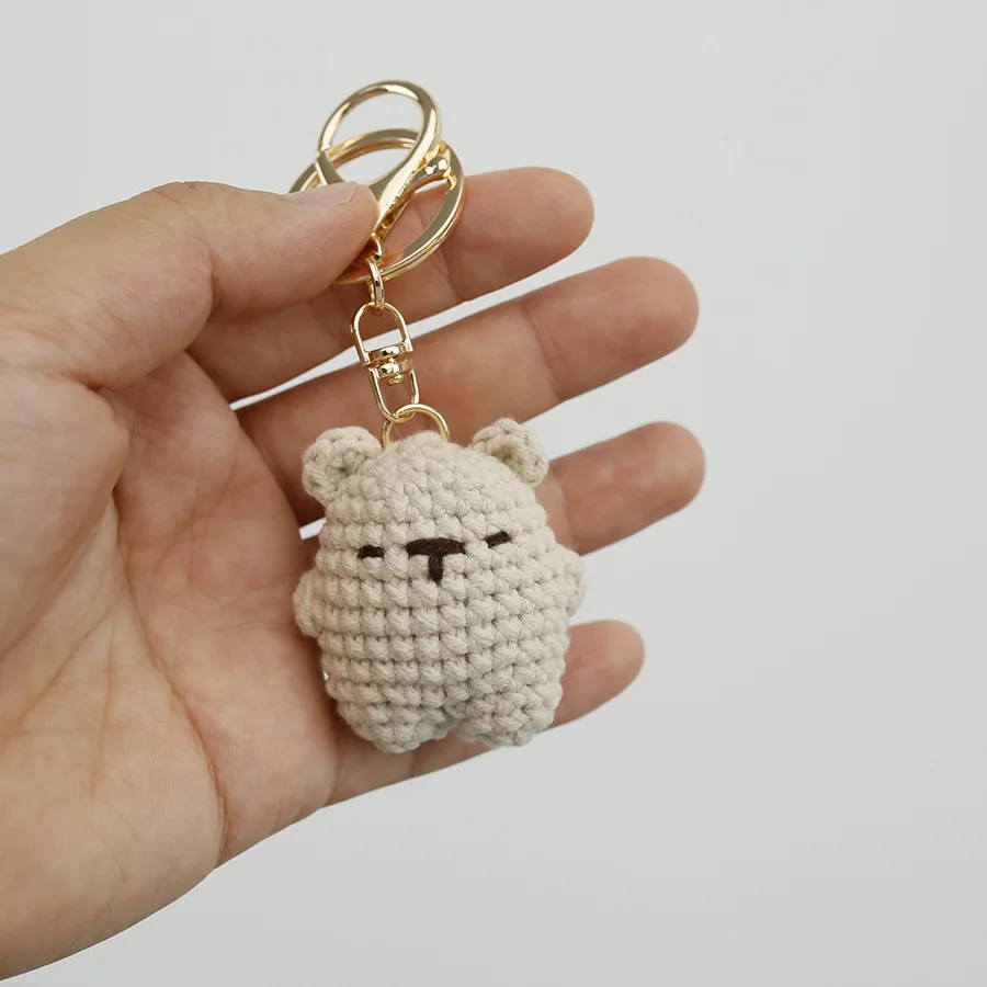 Niedlicher Kapibara Häkel-Schlüsselanhänger Mini Tier Häkel-Schlüsselring Kawaii Handgemachter Anhänger Deko für Tasche Geschenk – Detail 6