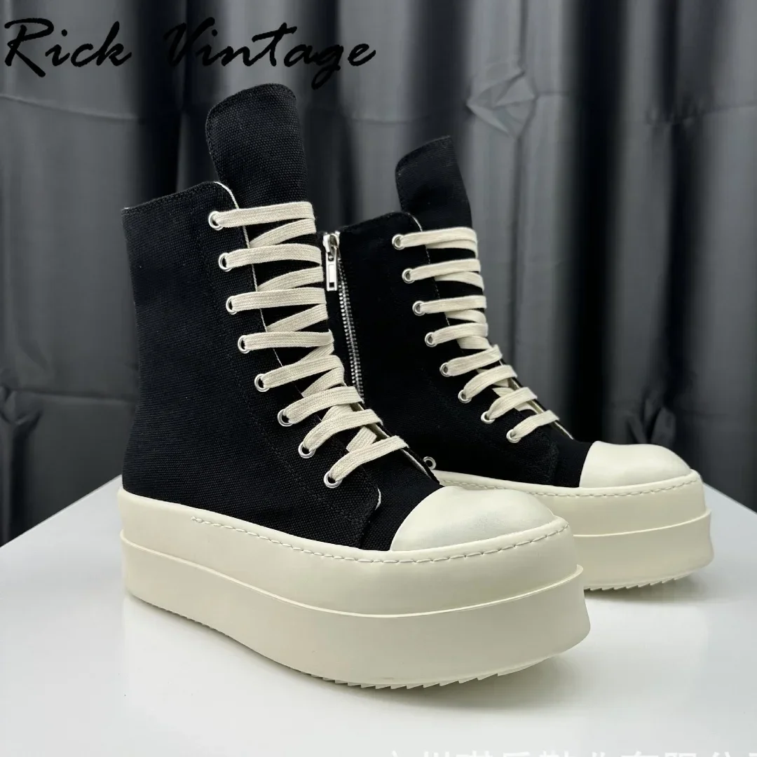 Rick Vintage Men Women High Top Platform Sneakers Canvas Lace Up