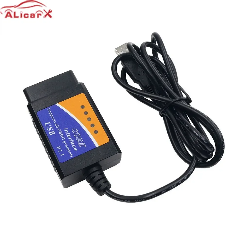 OBD2 Scanner OBD Code Reader Car Diagnostic Cable V1.5 USB ELM327 PIC18F25K80 Chip for Most OBD2 Protocols ELM 327 USB 25K80 Code Clean