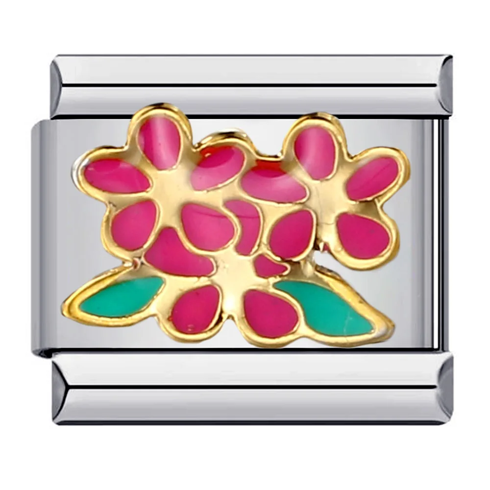 Niedliche Y2K Damen Glasierte Tulpen-Rosen-Sakura-Blumen Mode-Charms Passend für 9mm Edelstahl-Armbänder DIY Schmuckherstellung – Detail 8