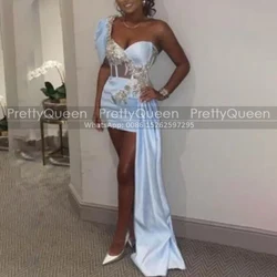 One Shoulder Short Bridesmaid Dresses With Appliques Waistline Cap Sheath Illusion Bodice Mini Wedding Party Dress For Women
