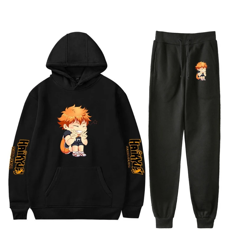 NEW Anime Haikyuu Costume Tracksuit Set Hoodie+Pants Sweatshirts 2 Pieces Set Hoodies Sporting Suit Coat Sport Set Sportswear