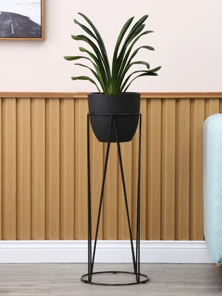 Scandinavian Metal Art Plant Holder Sleek Minimalist Design Light Luxury Greenery Stand for Balcony and Living Space