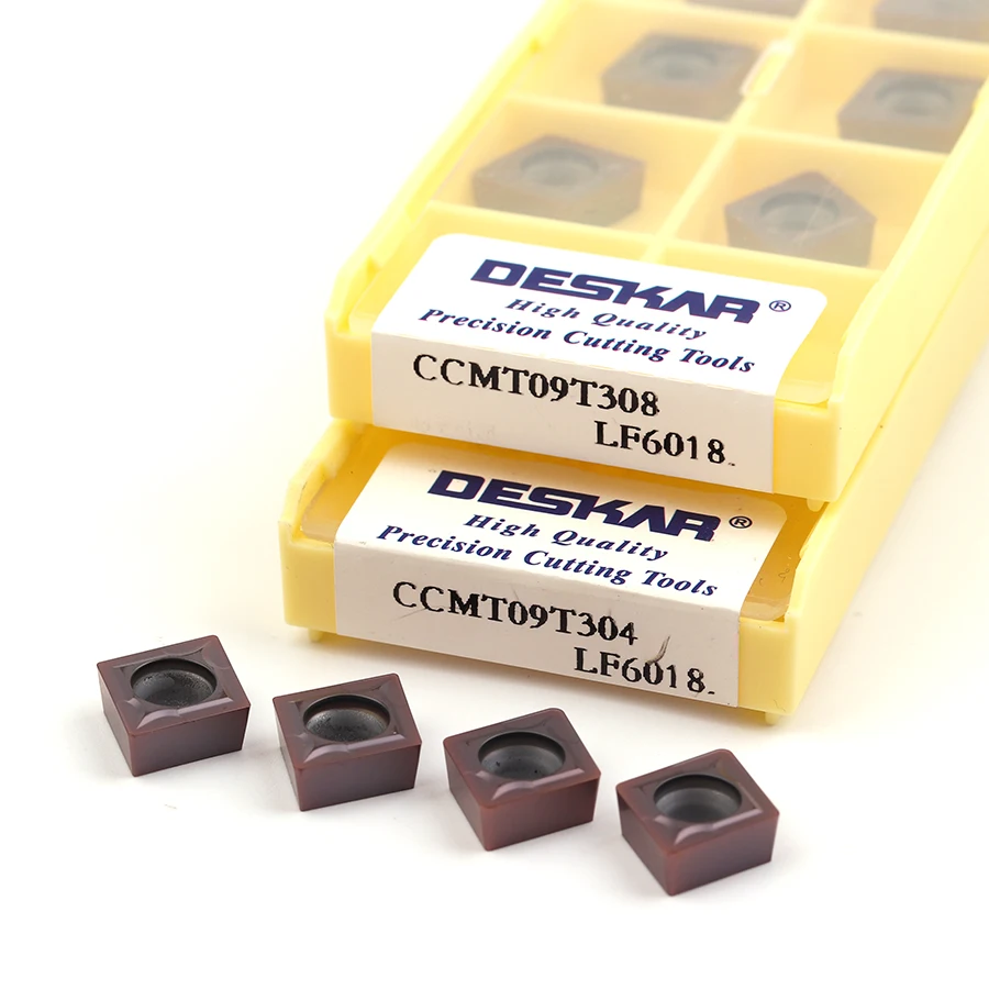 Deskar ccmt060204 ccmt09t3 ccmt1204 lf6018 lf6118 cnc torno ferramenta carboneto inserção ferramenta de torneamento para aço inoxidável 1 caixa de 10 peças