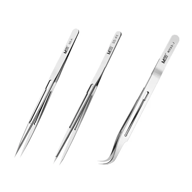 

MaAnt SS-A SS-A1 SS-J Non-magnetic SMD PCB Repair Tweezers Stainless Steel Hand Polished Motherboard Jump Wire Tweezers