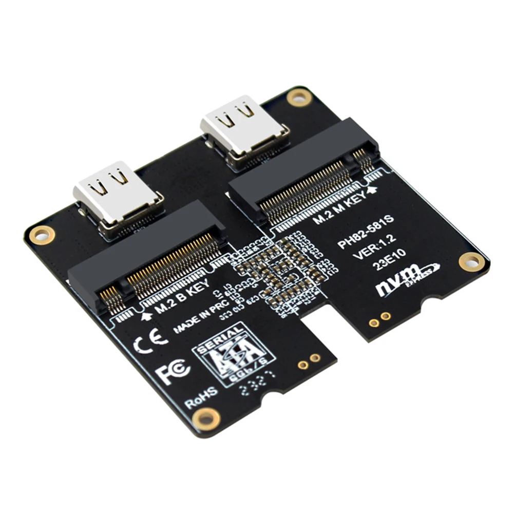 M.2 NVME 하드 디스크 어댑터 카드, 하드 드라이브 인클로저 어댑터 카드, 10Gbps JMS581 SATA NVME 지지대 M.2 SSD 2230-2280, USB3.1 Gen2