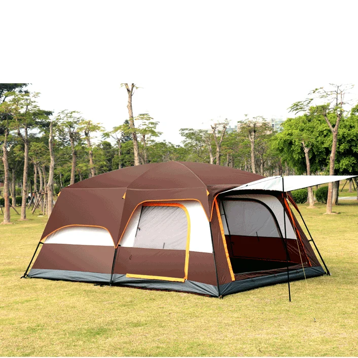 

Large camping tent 10 12 person people waterproof double layer 2 living rooms and 1 hall family tents outdoor rainproof tent