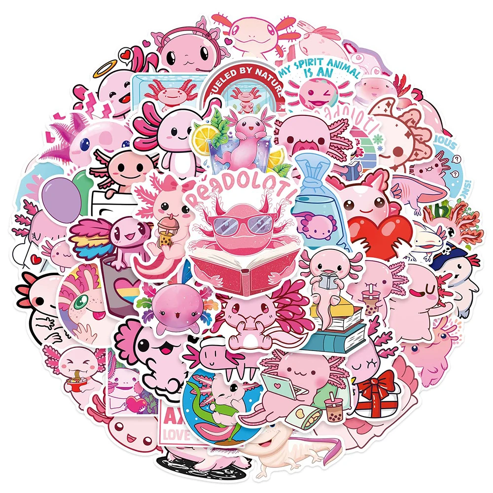 

10/30/50pcs Kawaii Animal Axolotl Graffiti Stickers Decal DIY Laptop Notebook Suitcase Phone Decoration Sticker Kids Classic Toy