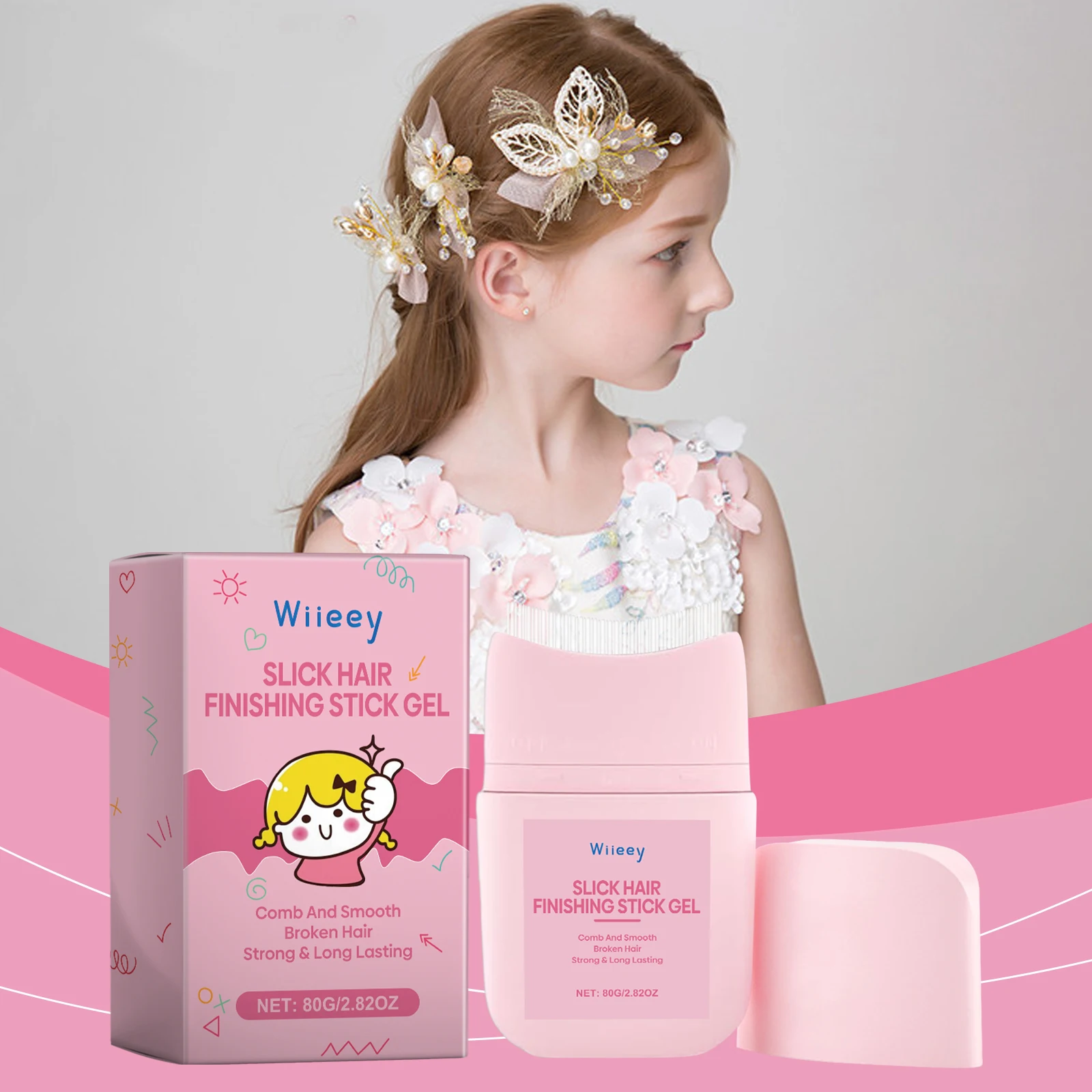 Wiieey  Children's Broken Hair Finishing Cream Hair Smoothing Liquid Cream Rapid Fixed Hair Gel Not Greasy Hair Dryness Styling