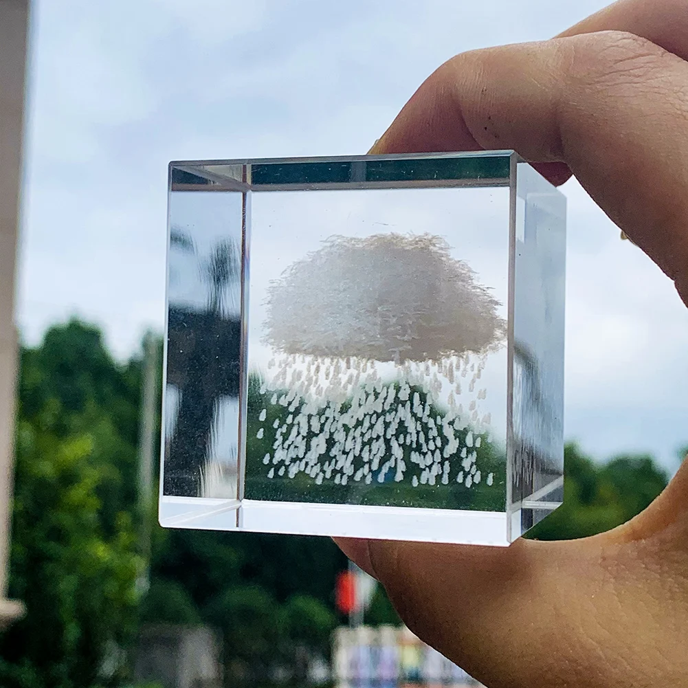 LaserEngravingDarkCloudsRainWeatherGeometryCubeGlassCrystal