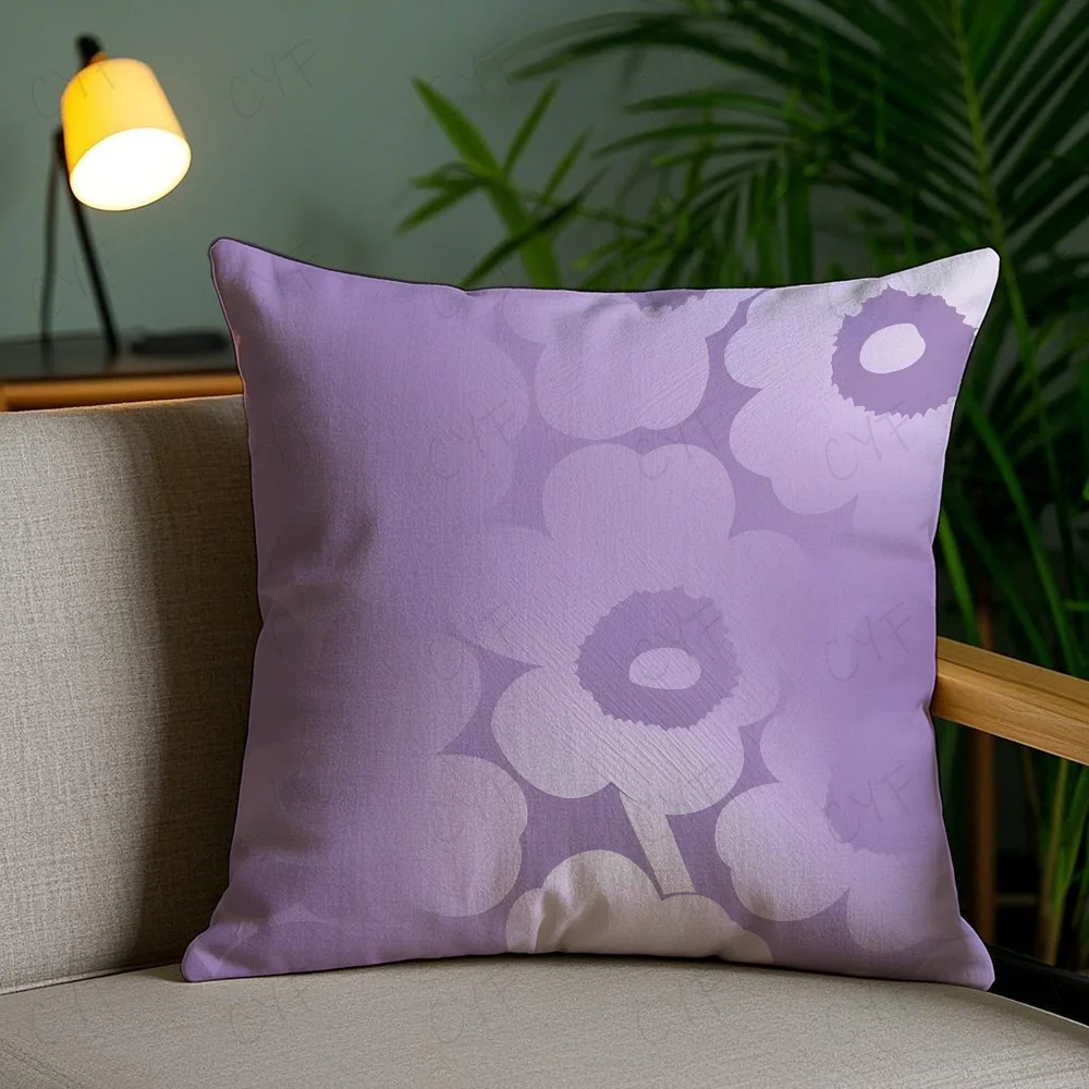 Flowers M-MaRiMEkkos Pillow Case Pillowcase Anti-dustmite Pillow Invisible zipper silky short plush Sofa cushion cover 4