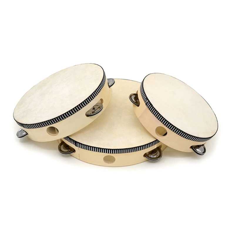 4/6/8/10inch Tambourine Drum Children Educational Tambourine Round Percussion For Party Dancing Toy Musical Instruments