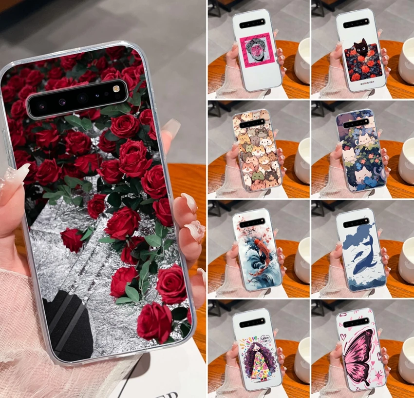 Romantic Rose Pattern Transparent TPU Silicone Anti-Slip Bumper Phone Cover