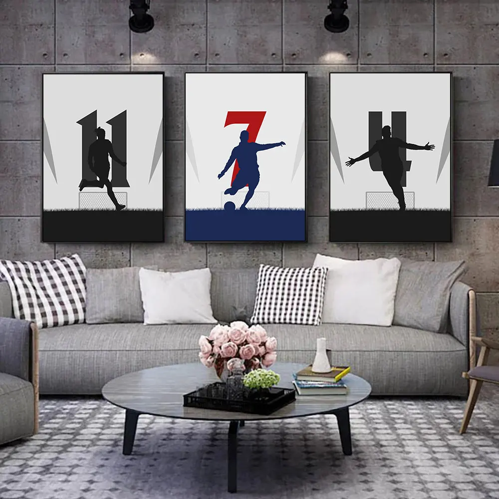 

Popular Football Star Posters Modern Abstract Simplicity Canvas Painting Wall Prints Art Picture for Sports Fan Room Decor Gifts