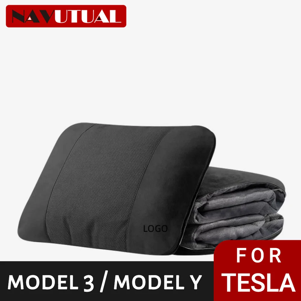 

Для Tesla Model Y 3 S X подголовник для поясницы с перфорированной подушкой для шеи, автомобильное одеяло для защиты талии, многоцелевое автомобильное использование