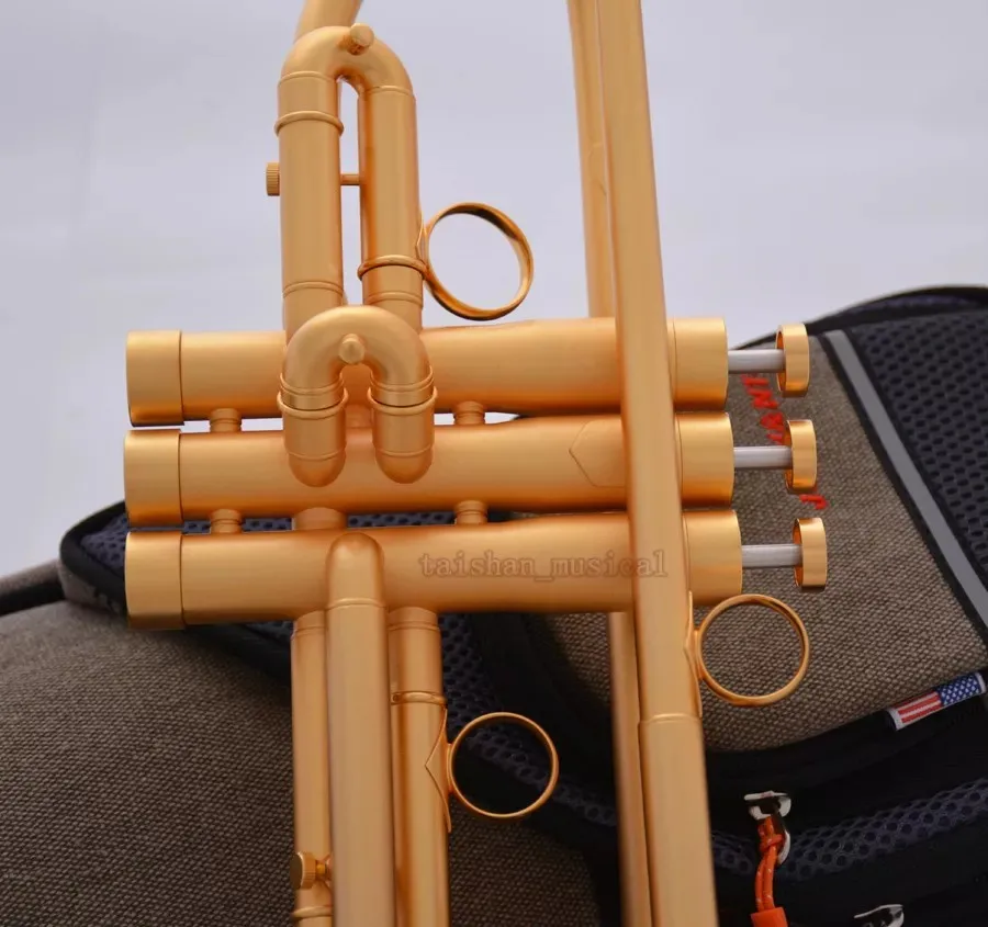 Professional Satin Gold Bb Trumpet Horn Monel Piston Pro. Case