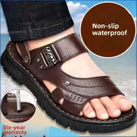 Men's Sandals Summer Waterproof Anti-slip Soft Bottom Wear-resistant Beach Shoes Thick Bottom High-end Slip-On Slippers