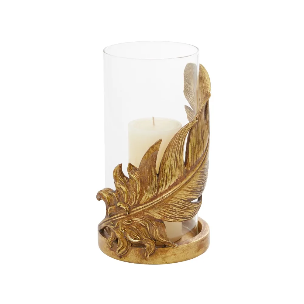 

Gold Glass Bird Feather Pillar Hurricane Lamp Candle Holder Candlesticks for Candles Home Decorations Holders Decor Garden