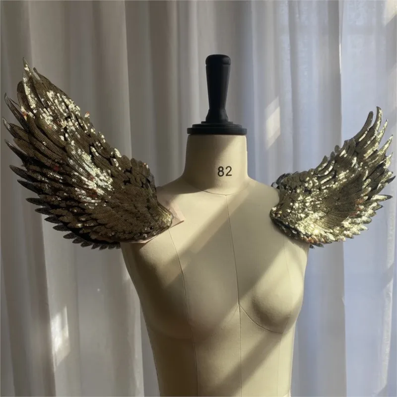 

Golden Sequin Wings Shoulder Gogo Stage Performance Props Performance Shoulders Accessories