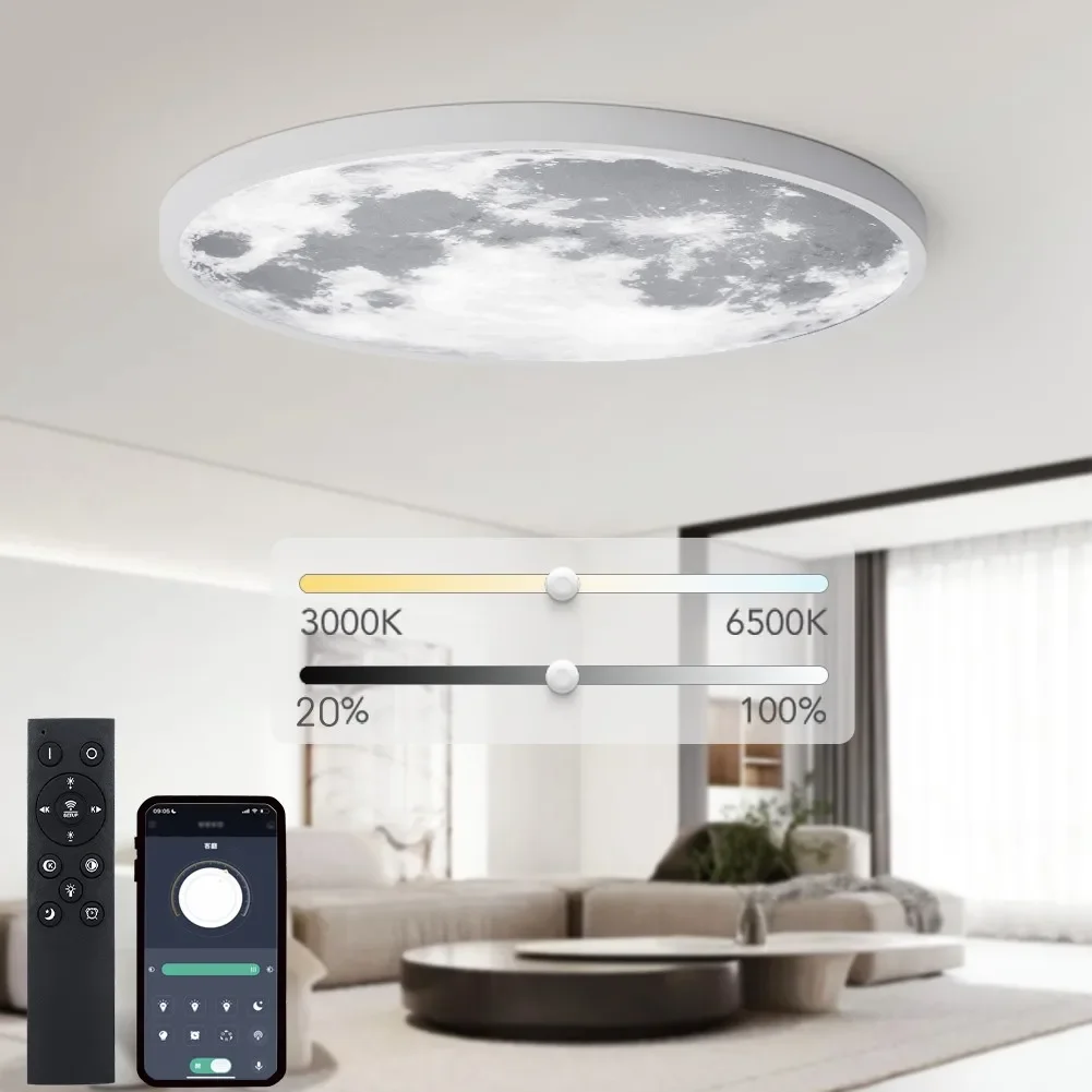 40CM Smart Moon Ceiling lamp 0.9inch Ultrathin Light APP/Remote Control Modern Led lights for Room Home decor Wall Lamp