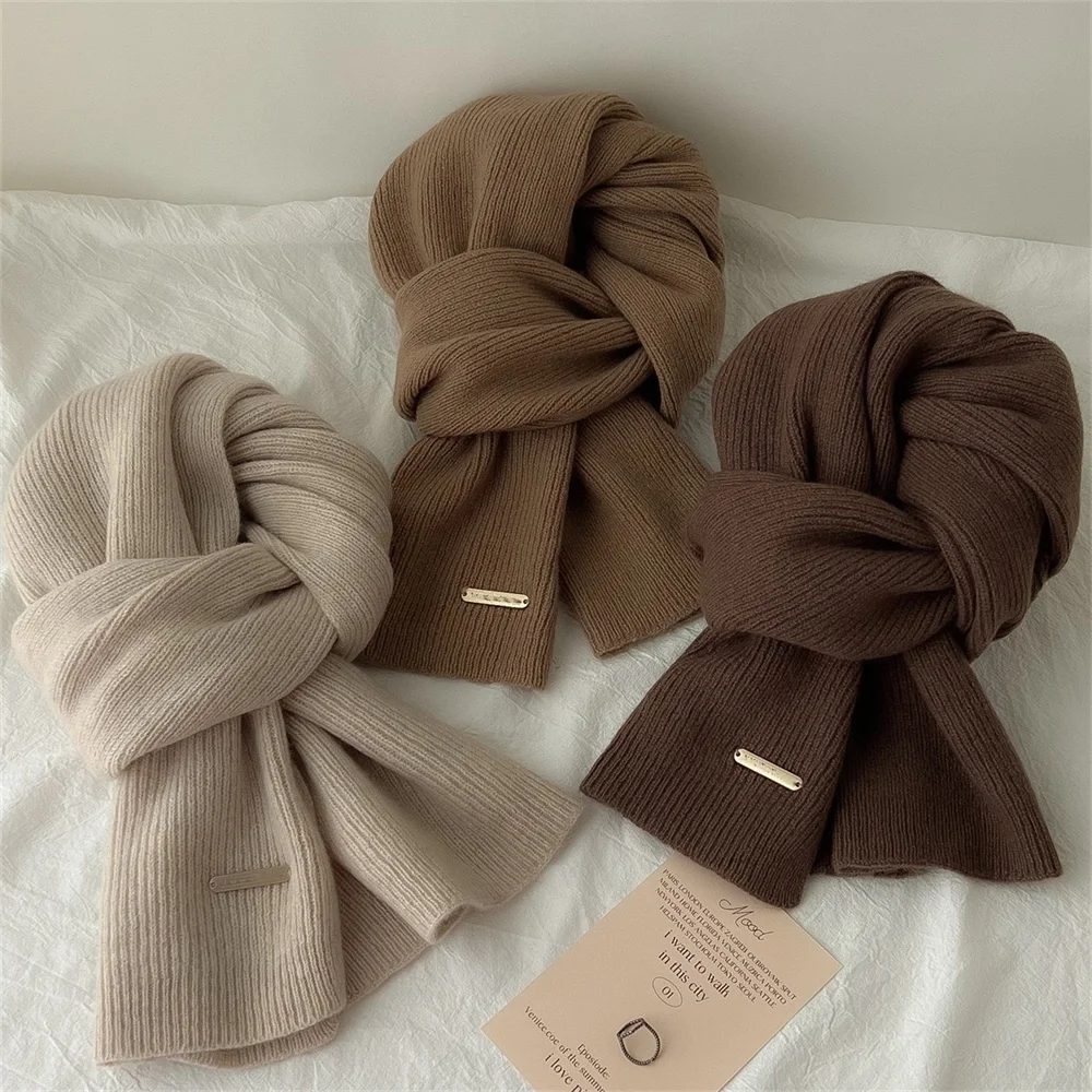 Classic Women'S Soft Long Scarf Winter Warm Wrap Shawl Solid Color Winter Unisex Scarf For Outdoor Travel Ski Snow Scarves 3