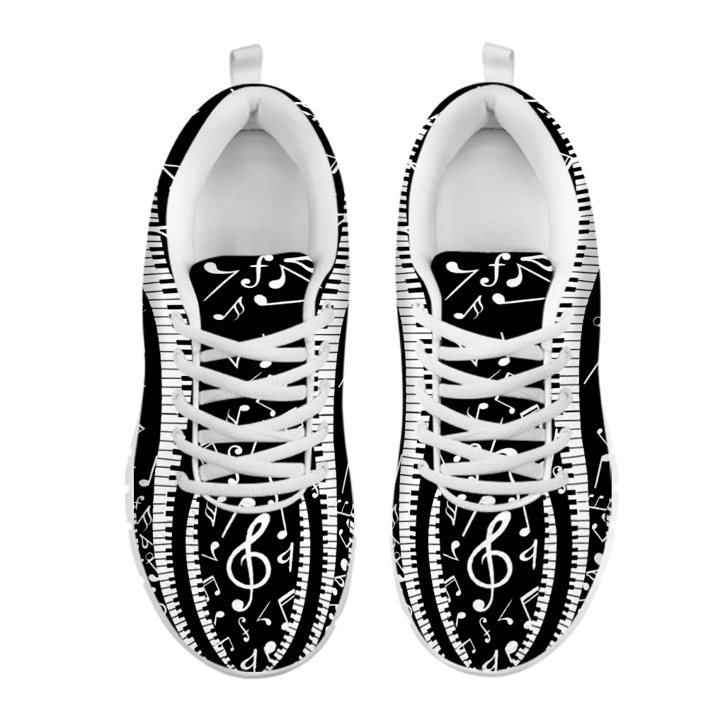 INSTANTARTS Autumn Women Flats Shoes Art Style Piano Keyboard Music Note Print Air Mesh Casual Sneakers 2022 Zapators De Mujer