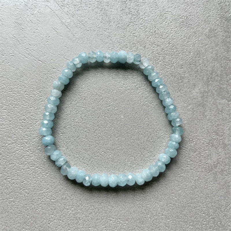 4*6MM Faceted Aquamarine Bracelet Vintage Natural Stone Jewelry Noble Elegant Exquisite Beaded Hand ChainWomen Boho Geometric