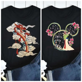 Fashion Disney Mulan Print T-shirt Women Harajuku Aesthetics Casual Tops Tshirt New Summer Mushu Printed Female T Shirt Tops 1