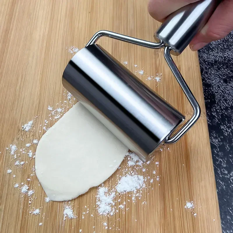 Single Handed Rolling Pin, Stainless Steel Labor-saving Dumpling Skin Rolling Pin, New Type of Dough Skin Handheld Rolling Pin