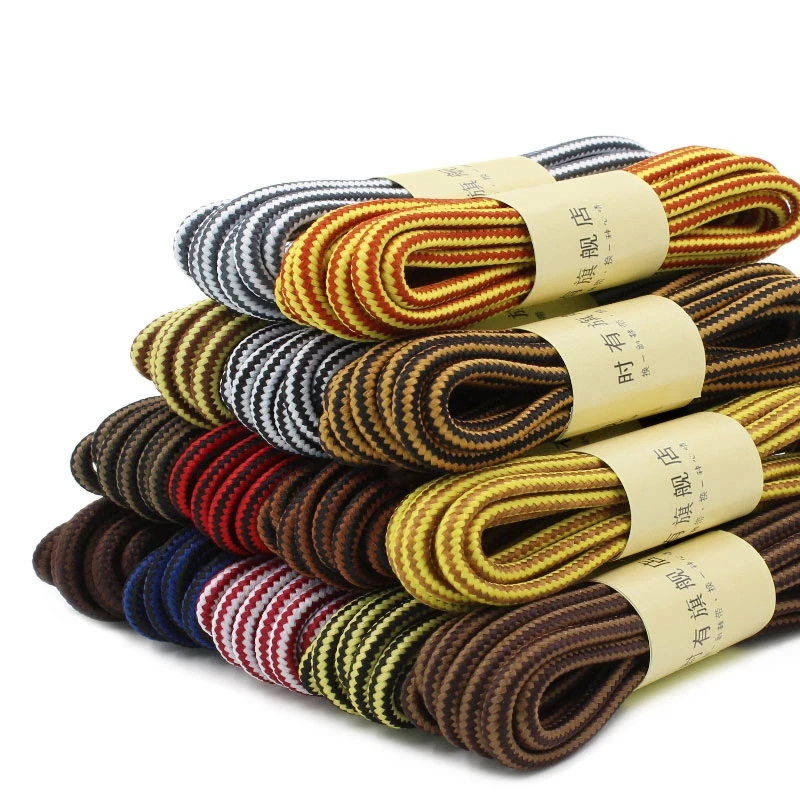 1 Pair Martin Shoes Round Shoe Laces Striped Double Color Fashion Shoelaces Outdoor Hiking And Leisure Sports Shoelace 18 Color 1 pair silk shoe laces satin ribbon flat shoelaces girls casual canvas shoes double sided weaving white shoelace 20 color