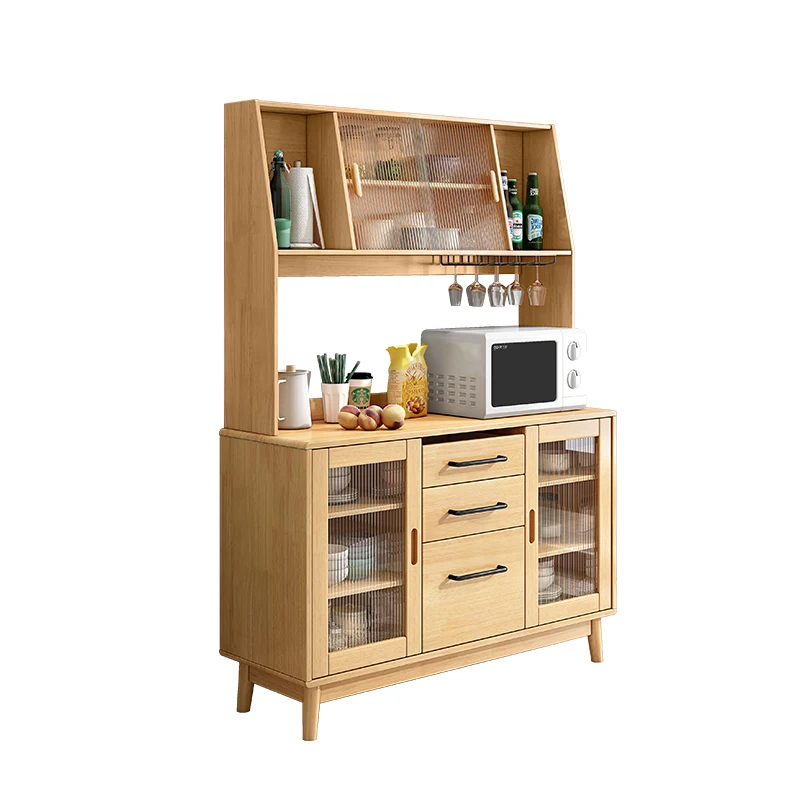 

Solid wood sideboard, living room integrated large-capacity storage cabinet, simple home kitchen, multi-functional cupboard