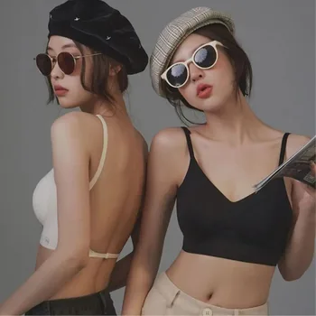 Lingerie sexy a forma di U sul retro Abbigliamento interno femminile Estate sottile senza traccia Reggiseno polimerizzatore con coppa a triangolo senza schienale 1