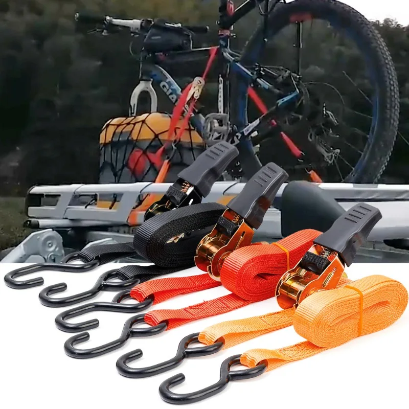 Ratchet Cargo Tensioner Car Cargo Strap Tie Truck Luggage Fixing Straps Heavy Duty Buckle Tightening Trailer Bike Lashing Tie