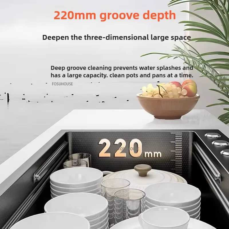 Digital Display Kitchen Sink with Waterfall 6