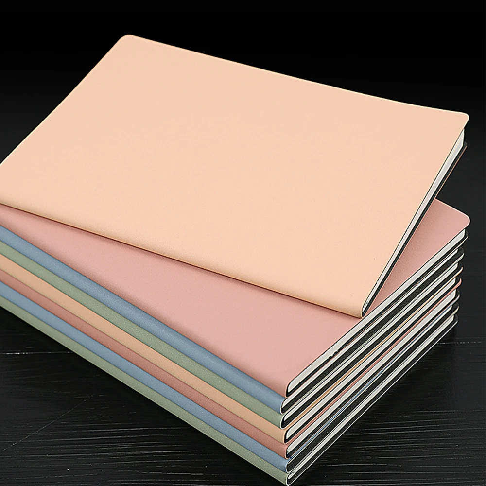

(Free Logo Engraving) A5 Soft Leather Notebook, Student Diary With 60 Pages, Hand Ledger, Meeting Minutes