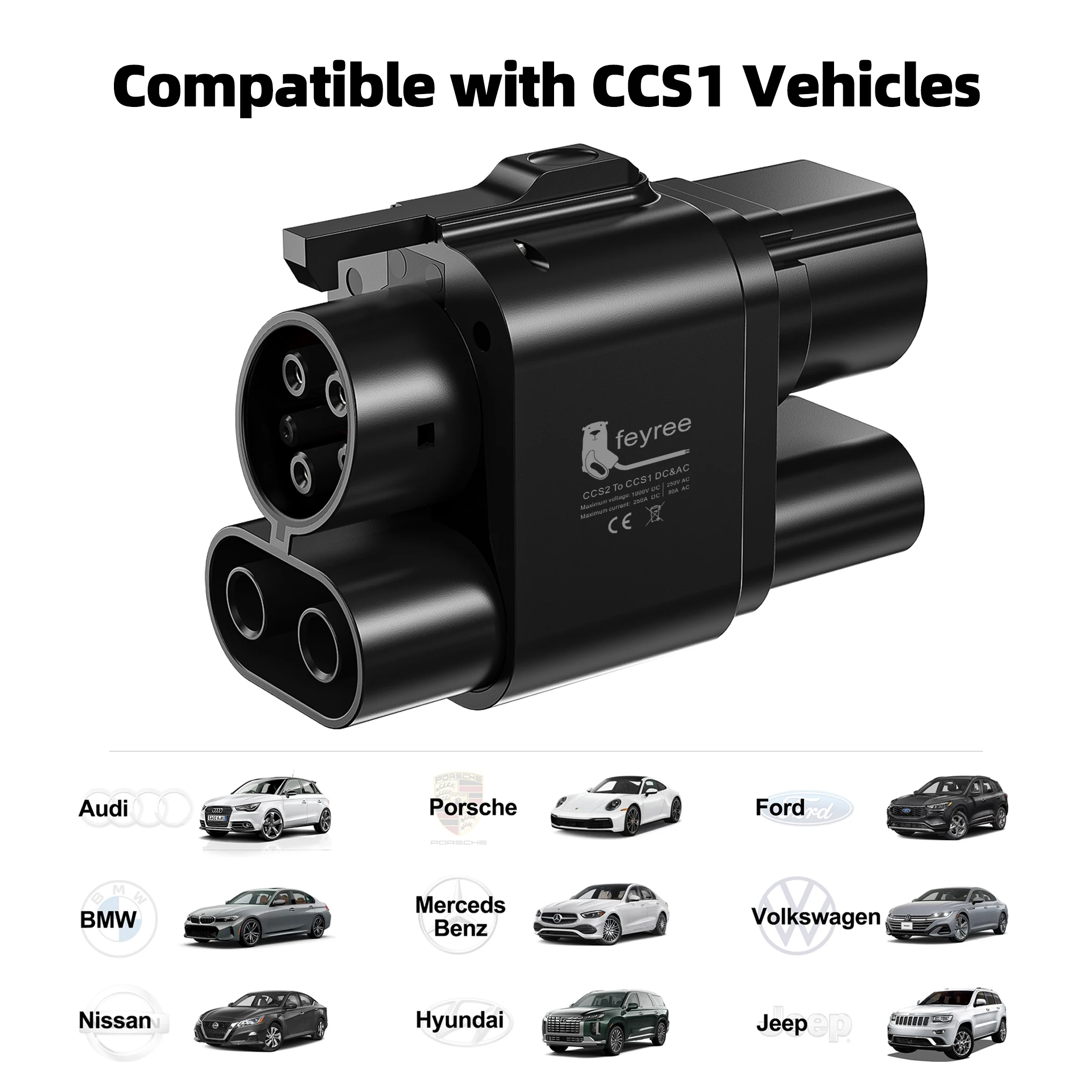 CCS2 to CCS1 Adapter DC Fast EV Charging Adapter From CCS2 to CCS1 EV Charger for Electric Vehicle Charger feyree