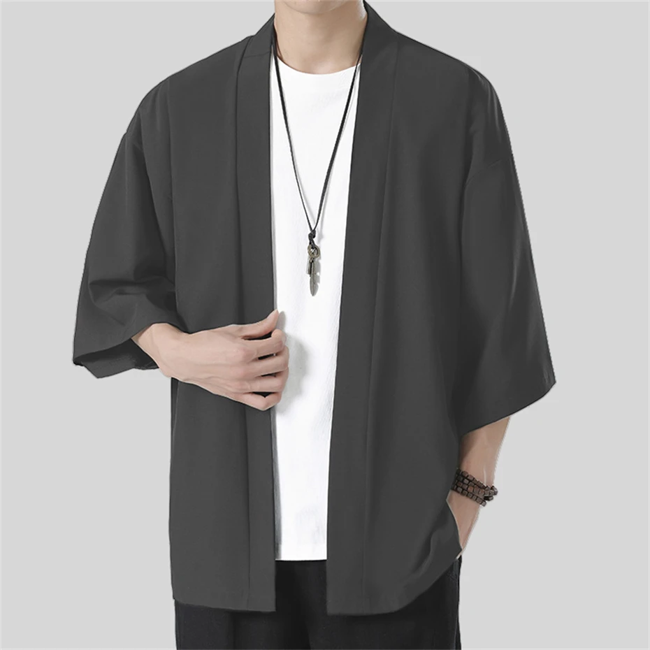 Large Size Casual Shirts Mens Harajuku Cotton Short Sleeve Cardigan Shirt Men Chinese Style Solid Color Summer Men Clothing 5XL 4