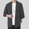Large Size Casual Shirts Mens Harajuku Cotton Short Sleeve Cardigan Shirt Men Chinese Style Solid Color Summer Men Clothing 5XL 4