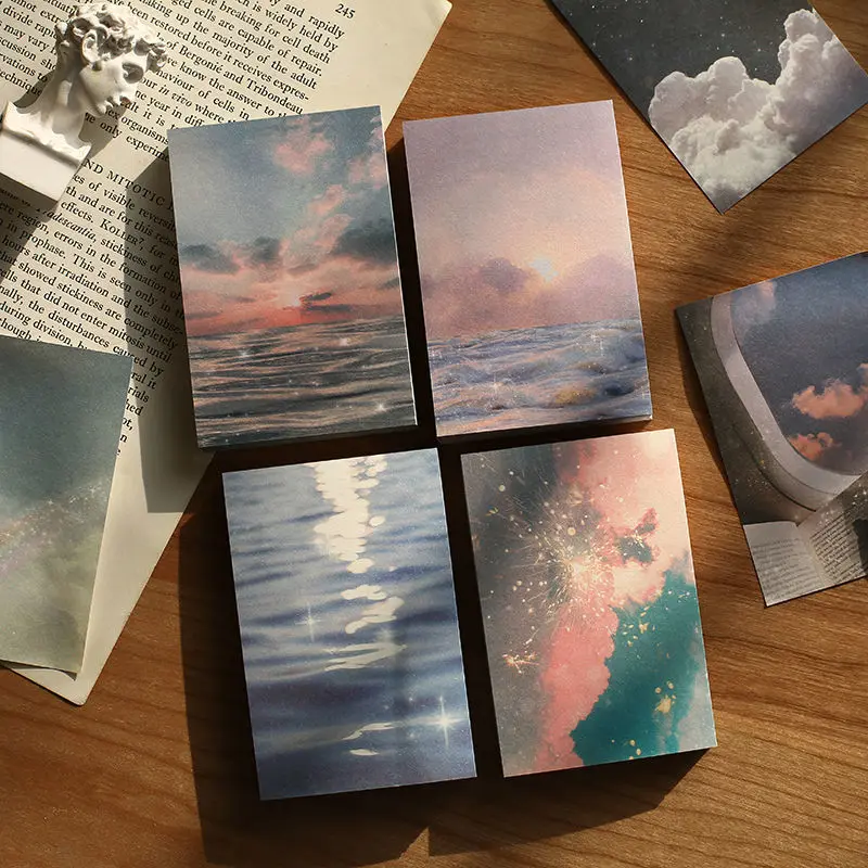 

Mr.paper 9 Styles 100pcs/bag Simple Scenery Memo Pad Creative INS Style Scrapbooking Decoration Student Office Supplies Memo Pad