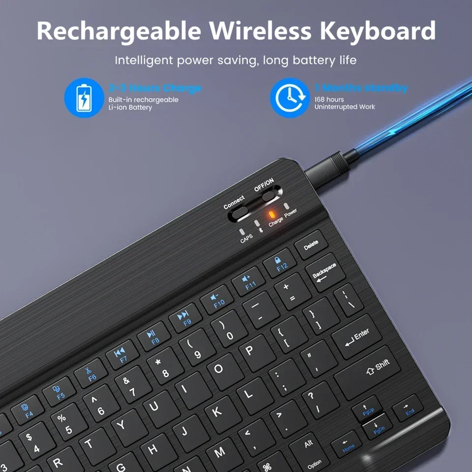 7/10inch Bluetooth Wireless Rechargeable Keyboard For Mobile Phones Tablet Russian Spanish French AZERT For Android ios Windows wireless keyboard tablet keyboard bluetooth keyboard case tablet keyboard case