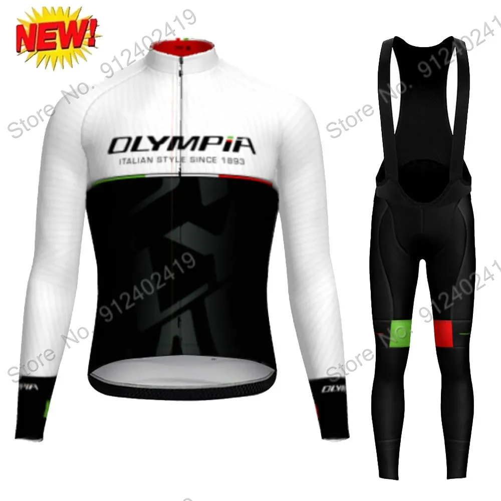 Olympia Italia Italian 2023 Cycling Jersey Set Mens Summer Ciclismo Abbigliamento Manica Lunga Mtb Bike Road Pants Bavaglino Ropa Maillot
